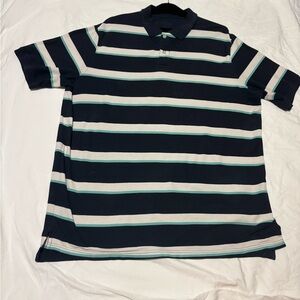 Men's Striped Polo Shirt - Navy and White